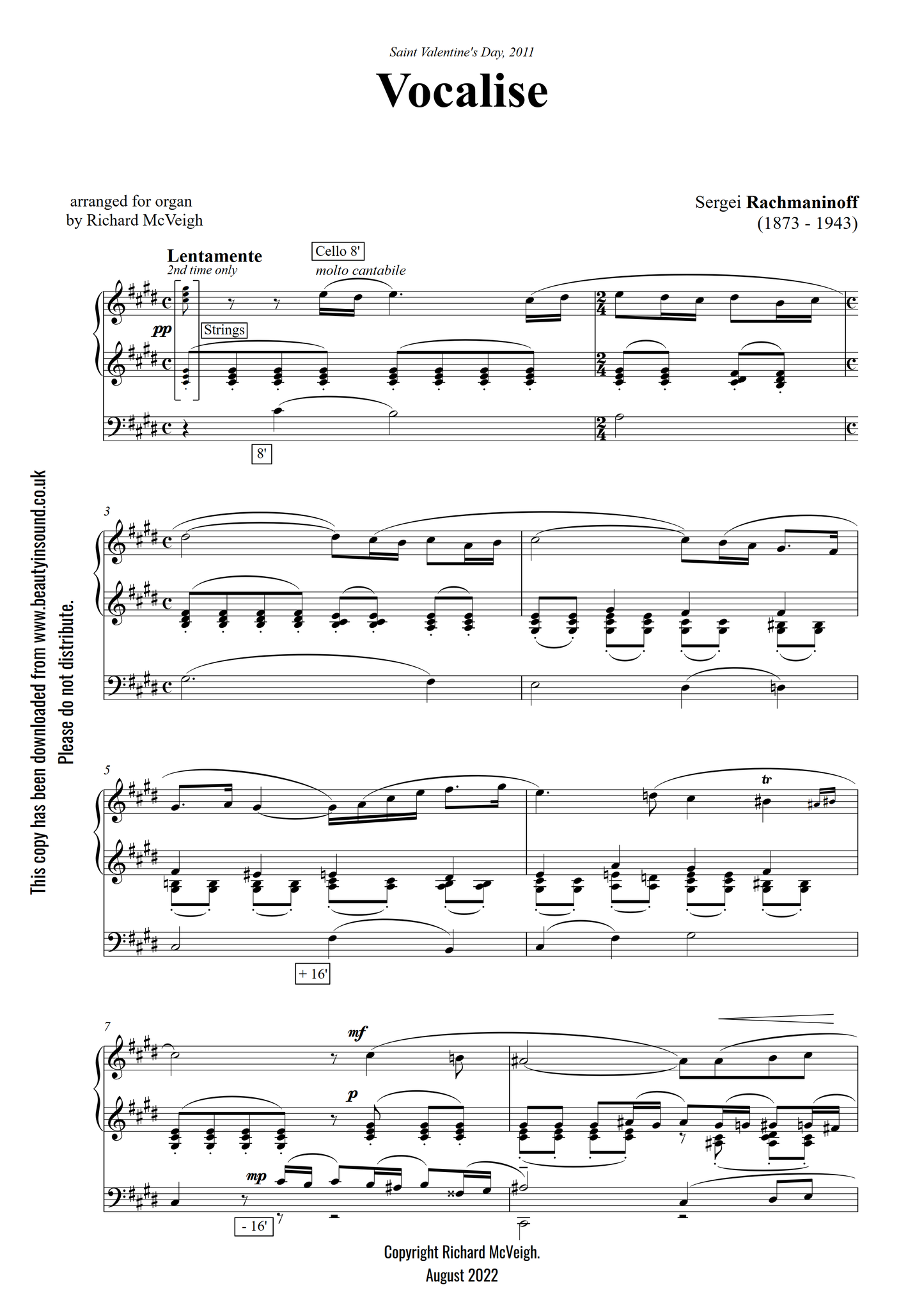 Sergei Rachmaninoff - Vocalise (organ arrangement by Richard McVeigh)